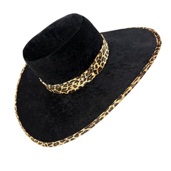 70’s Style Blk Panne Velvet Pimp Big Daddy Hat Vtg - Picture 4 of 12